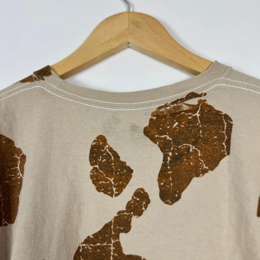 American Highway Wild West Cow Print Oversized T Shirt Youth Size L Western Chic